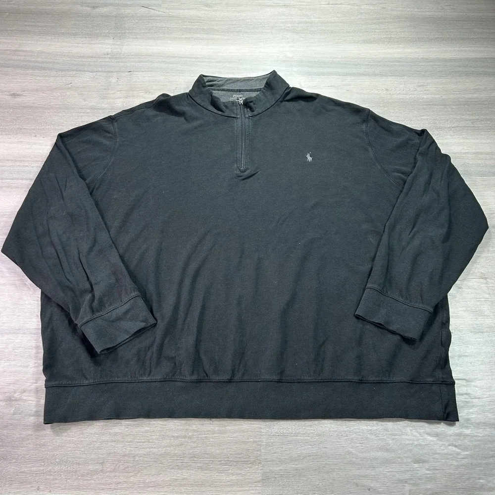 Polo Ralph Lauren Sweater Mens 4XB Black Quarter Zip Mock Neck Big Tall‎